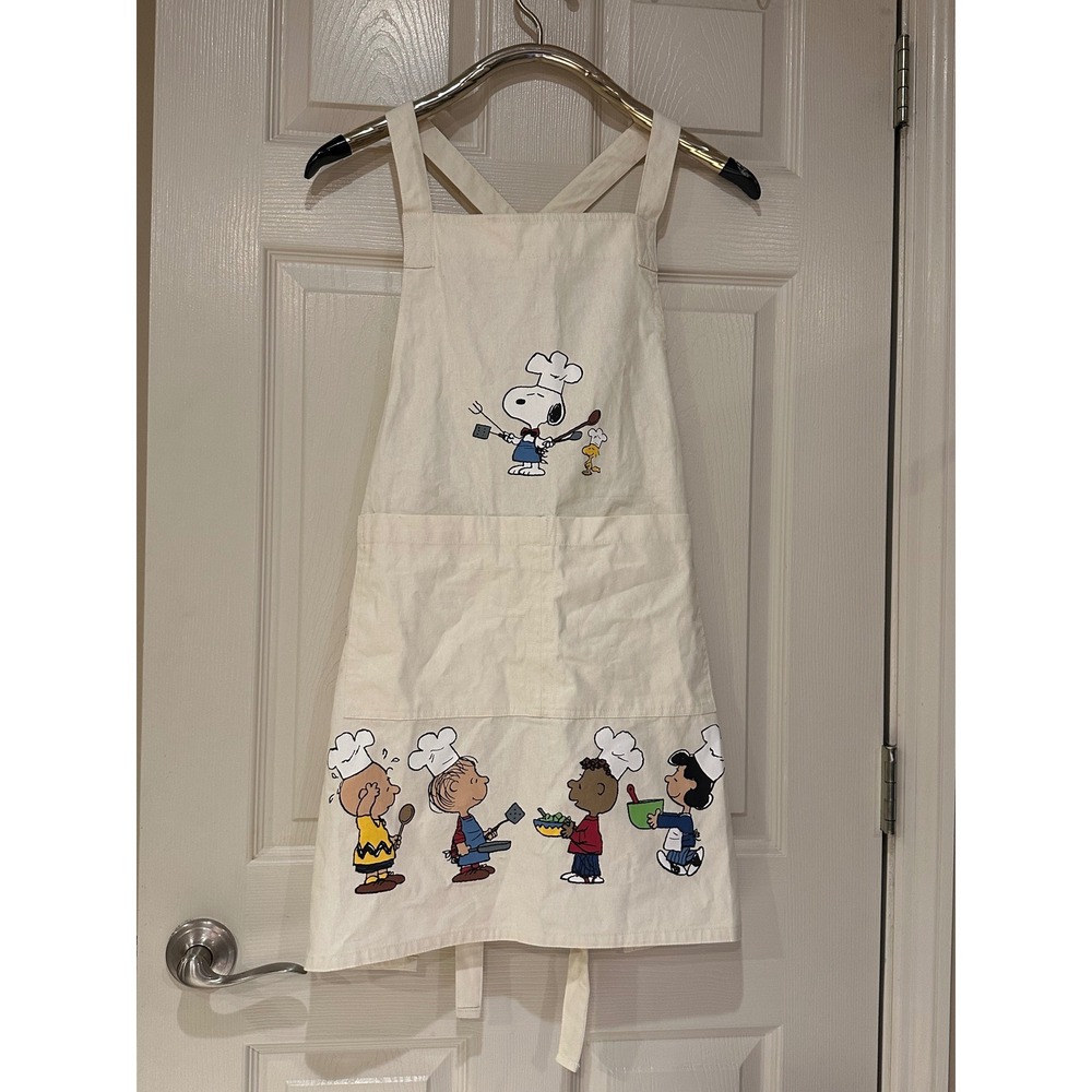 Peanuts Snoopy Charlie Brown Friends Chef Apron Canvas Cross Back Pockets